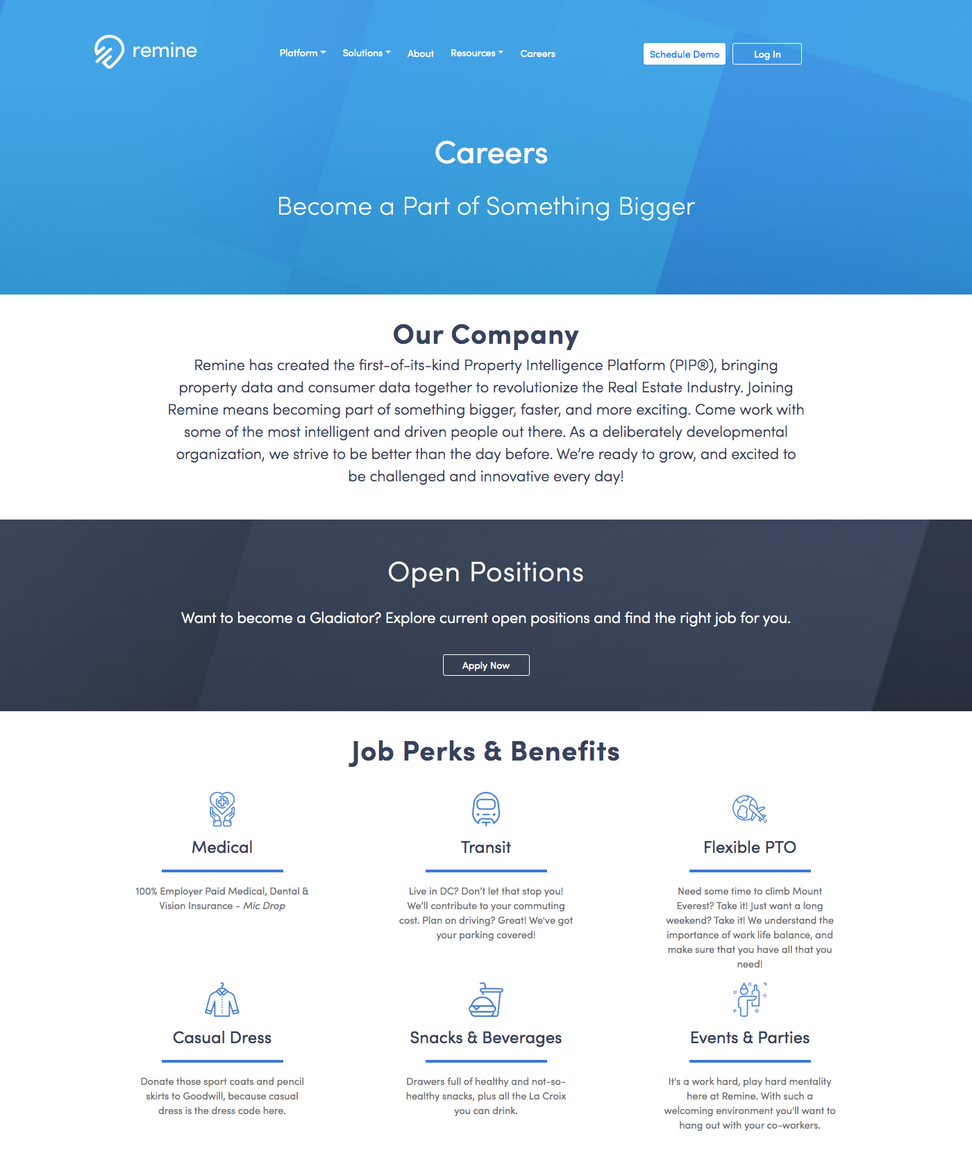 Remine Redesign Careers Screencapture